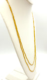Delicate Gold Super-Long Small Tube Seed Bead Necklace