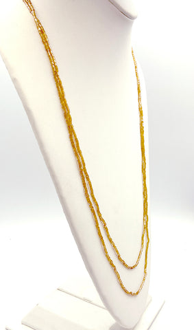 Delicate Gold Super-Long Small Tube Seed Bead Necklace