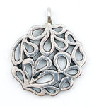 Intricate Abstract Flower Charm Pendant of Silver-tone Metal