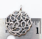 Intricate Abstract Flower Charm Pendant of Silver-tone Metal