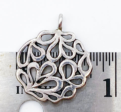 Intricate Abstract Flower Charm Pendant of Silver-tone Metal