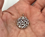 Intricate Abstract Flower Charm Pendant of Silver-tone Metal