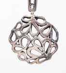 Intricate Abstract Flower Charm Pendant of Silver-tone Metal