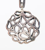 Intricate Abstract Flower Charm Pendant of Silver-tone Metal