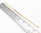 Sparkling Faux Ruby Crystal Stones in Sleek Gold-Tone Metal Cuban Link Travel Bracelet