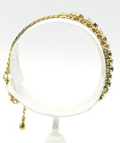 Sparkling Faux Ruby Crystal Stones in Sleek Gold-Tone Metal Cuban Link Travel Bracelet