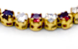 Sparkling Faux Ruby Crystal Stones in Sleek Gold-Tone Metal Cuban Link Travel Bracelet
