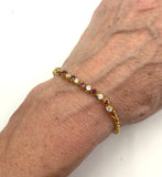 Sparkling Faux Ruby Crystal Stones in Sleek Gold-Tone Metal Cuban Link Travel Bracelet