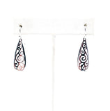 Sweet Curling Openwork Sterling Teardrop Shaped Dangle Earrings