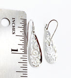 Sweet Curling Openwork Sterling Teardrop Shaped Dangle Earrings