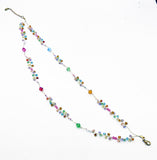 Delightful Sparkling Rainbow Faceted Beads Double Strand Necklace on Gold Thread