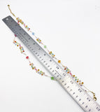 Delightful Sparkling Rainbow Faceted Beads Double Strand Necklace on Gold Thread
