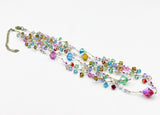 Delightful Sparkling Rainbow Faceted Beads Double Strand Necklace on Gold Thread