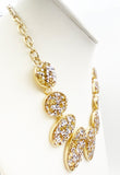 Textured Necklace with Oval Mounts with Faux Druzy of Faceted Metallic Cones and Yellow Beads