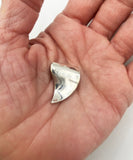 Smooth Claw Tooth Pendant Sleek Silver Tone Metal