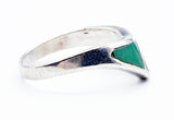 Sleek Green Enamel and Silver-Tone Metal Ring Size 7