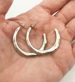 Sleek Semi-Circle Post Earrings of Silver-Tone Metal