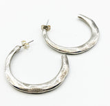 Sleek Semi-Circle Post Earrings of Silver-Tone Metal
