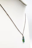 Delicate Forest Glass Bead Cascade on Sterling Silver Flattened Link Necklace