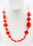 Cheerful Red Crackle Bead Necklace Earrings Set Fun!