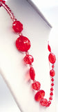 Cheerful Red Crackle Bead Necklace Earrings Set Fun!