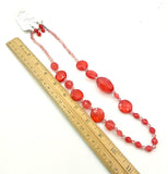 Cheerful Red Crackle Bead Necklace Earrings Set Fun!