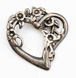 Beloved Sterling Heart and Flowers Small Pendant by Shubes Manufacturing with Bee Hallmark