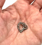 Beloved Sterling Heart and Flowers Small Pendant by Shubes Manufacturing with Bee Hallmark