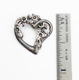 Beloved Sterling Heart and Flowers Small Pendant by Shubes Manufacturing with Bee Hallmark