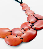 Bold Cheerful Orange Tagua Seed Necklace on Leather