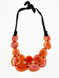 Bold Cheerful Orange Tagua Seed Necklace on Leather
