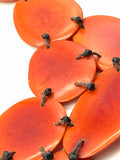 Bold Cheerful Orange Tagua Seed Necklace on Leather