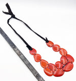 Bold Cheerful Orange Tagua Seed Necklace on Leather