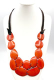 Bold Cheerful Orange Tagua Seed Necklace on Leather