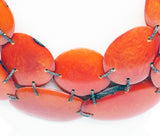 Bold Cheerful Orange Tagua Seed Necklace on Leather