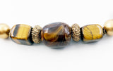 Earthy Tiger's Eye, Swirled Glass, Plastic and Golden Bead Necklace