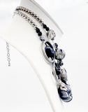 Twilight Colors of Grey Black White and Silver Double-Strand Plastic Chunky Bead Statement Necklace