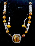 Delectable Tiger's Eye Necklace with Dangle Earrings Jewelry Set New In Box