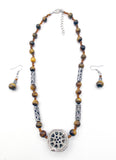 Delectable Tiger's Eye Necklace with Dangle Earrings Jewelry Set New In Box