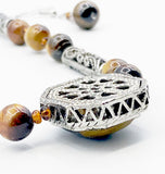 Delectable Tiger's Eye Necklace with Dangle Earrings Jewelry Set New In Box