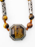 Delectable Tiger's Eye Necklace with Dangle Earrings Jewelry Set New In Box