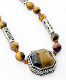 Delectable Tiger's Eye Necklace with Dangle Earrings Jewelry Set New In Box