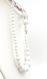 Crisp White Graduated Bead Necklace and Earrings Jewelry Set NEW by SOPHIA COLLECTION
