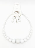 Crisp White Graduated Bead Necklace and Earrings Jewelry Set NEW by SOPHIA COLLECTION