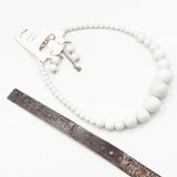 Crisp White Graduated Bead Necklace and Earrings Jewelry Set NEW by SOPHIA COLLECTION