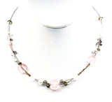 Floating Pink Clear Sparkling and Faux Pearl Beads on Silver Tone Metal Wire NEW