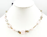 Floating Pink Clear Sparkling and Faux Pearl Beads on Silver Tone Metal Wire NEW