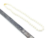 Glowing Lovely Faux Pearl Necklace with Four Petal Flower Round Filagree Box Clasp