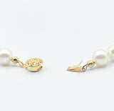 Glowing Lovely Faux Pearl Necklace with Four Petal Flower Round Filagree Box Clasp