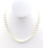 Glowing Lovely Faux Pearl Necklace with Four Petal Flower Round Filagree Box Clasp